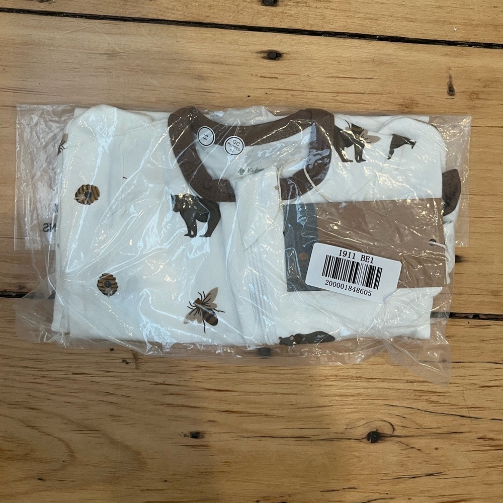 NWT Kyte Baby Honey Bear Zipper Footie 0-3